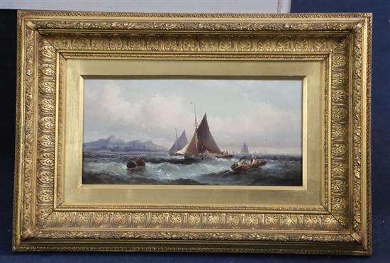 William Thornley (1857-1935) Fishing boats off the coast 8 x 15.5in.